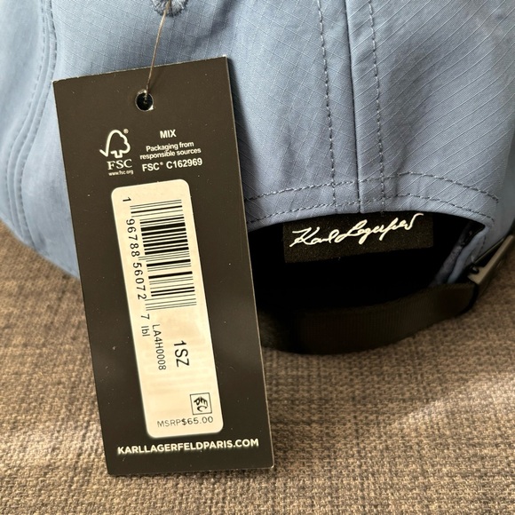 Karl Lagerfeld Paris Logo Ripstop Baseball Cap Light Blue MSRP $65 - Picture 3 of 9